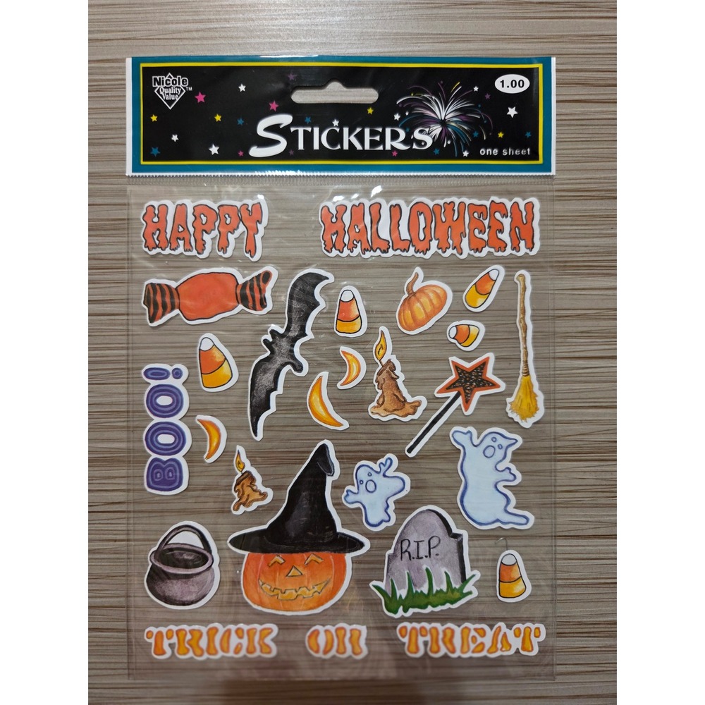 Nicole Quality Value Halloween Sticker Sheet Vintage Style Spooky Icons STK 305